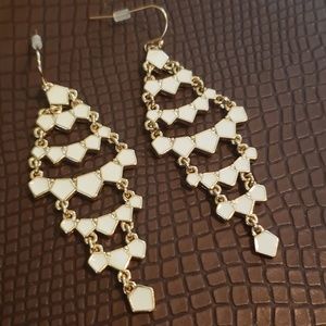 White and Goldtone Dangle Earrings